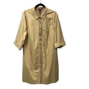 NWT Escada Button Up Cotton Blend Midi Shirt Dress Sand Dune Womens 46 / US 16